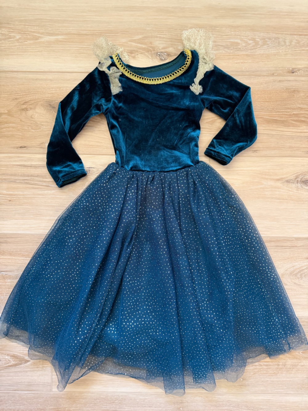 Girls Teal Velvet & Sparkle Tulle Costume Dress